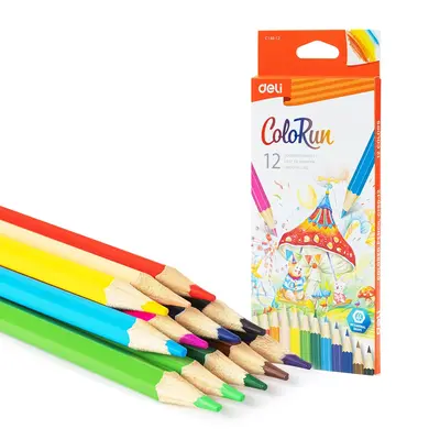 Корица на „Цветни моливи Deli ColoRun EC130-12, шестоъгълно тяло, 12 цвята"