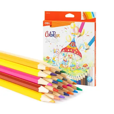 Корица на „Цветни моливи Deli ColoRun EC130-24, шестоъгълно тяло, 24 цвята"