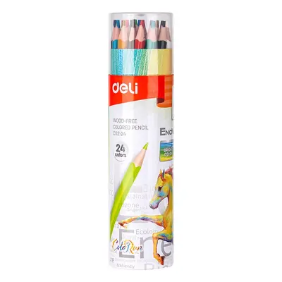 Корица на „Цветни моливи Deli Enovation EC112-24, триъгълно тяло, 24 цвята, в тубус"