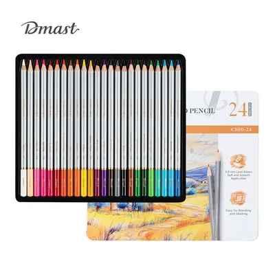 Корица на „Цветни моливи Deli Dmast EC300-24, кръгло тяло, 24 цвята, в метална кутия"