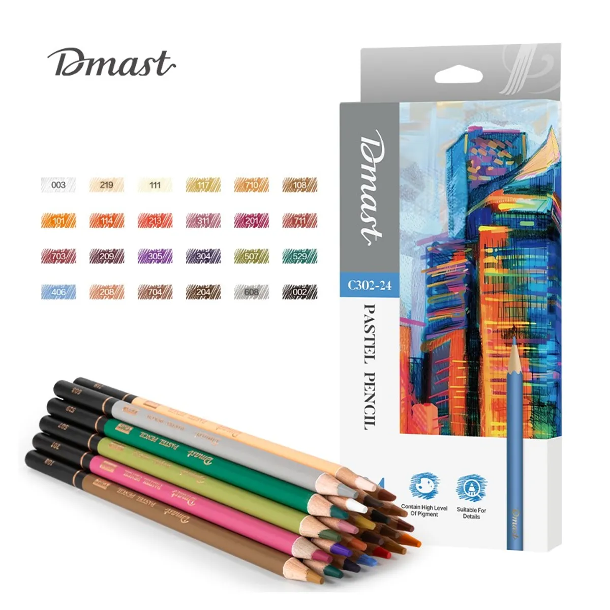 Цветни моливи Deli Dmast EC302- 24 цв.- пастелни