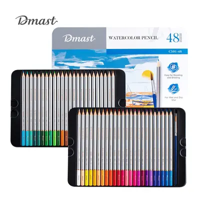 Корица на „Акварелни цветни моливи Deli Dmast EC301-48, кръгло тяло, 48 цвята + четка, в метална кутия"