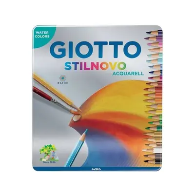 Корица на „Акварелни цветни моливи GIOTTO STILNOVO ACQUARELL, шестоъгълно тяло, 24 цвята, в метална кутия"