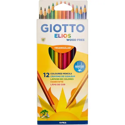 Корица на „Цветни моливи GIOTTO ELIOS, триъгълно тяло, 12 цвята"