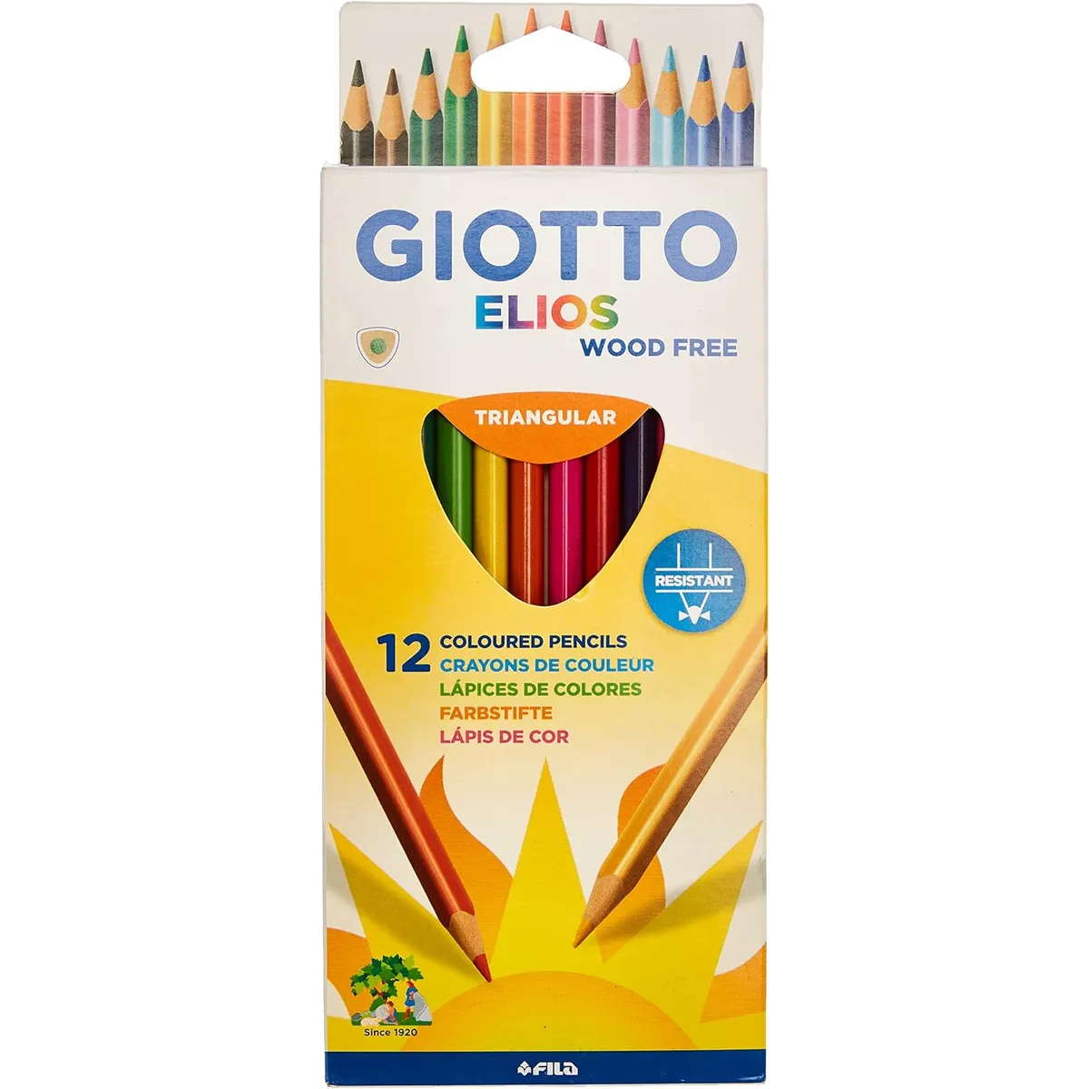 Цветни моливи GIOTTO ELIOS, триъгълно тяло, 12 цвята