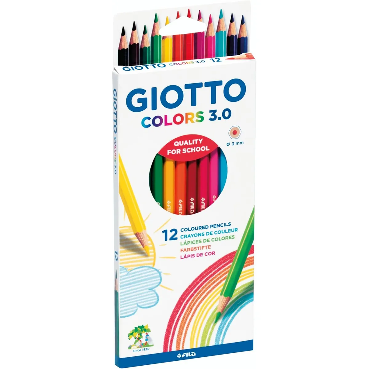 Цветни моливи GIOTTO COLORS 3.0, шестоъгълно тяло, 12 цвята