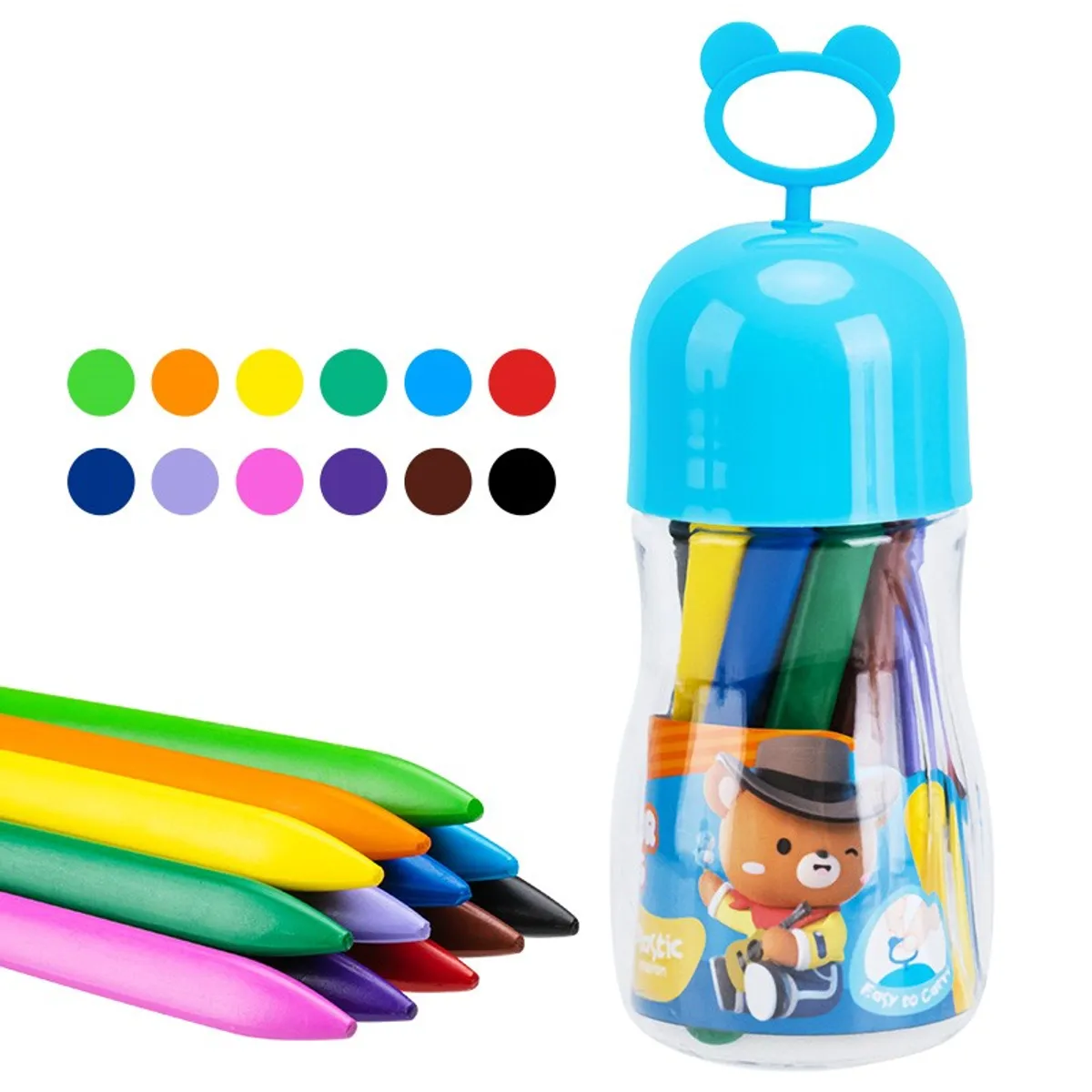 Пастели пластик Deli Color Kids EC222-12, ф 8 мм, 106 мм, 12 цвята, в PP тубус