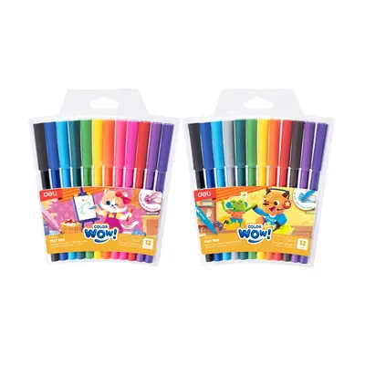 Корица на „Флумастери Deli Color wow! EC165-12, връх 1.2 мм, 12 цвята, PVC опаковка"