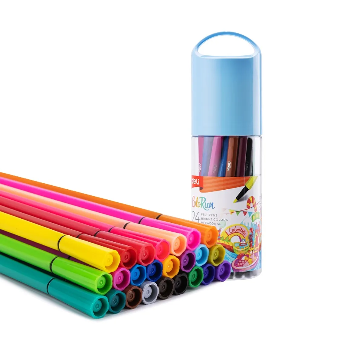Флумастери Deli ColoRun EC156-24, 24 цвята, тубус