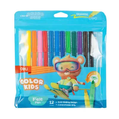 Корица на „Флумастери Deli Color Kids EC161-12, връх 5 мм, 12 цвята, PVC опаковка"