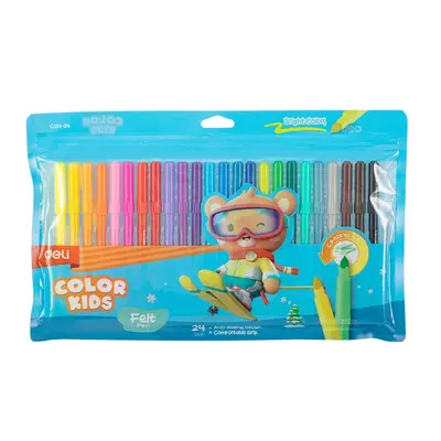 Корица на „Флумастери Deli Color Kids EC161-24, връх 5 мм, 24 цвята, PVC опаковка"