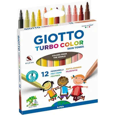 Корица на „Флумастери GIOTTO Turbo Color Skin Tones, връх 2.8 мм, 12 цвята тонове на кожата"