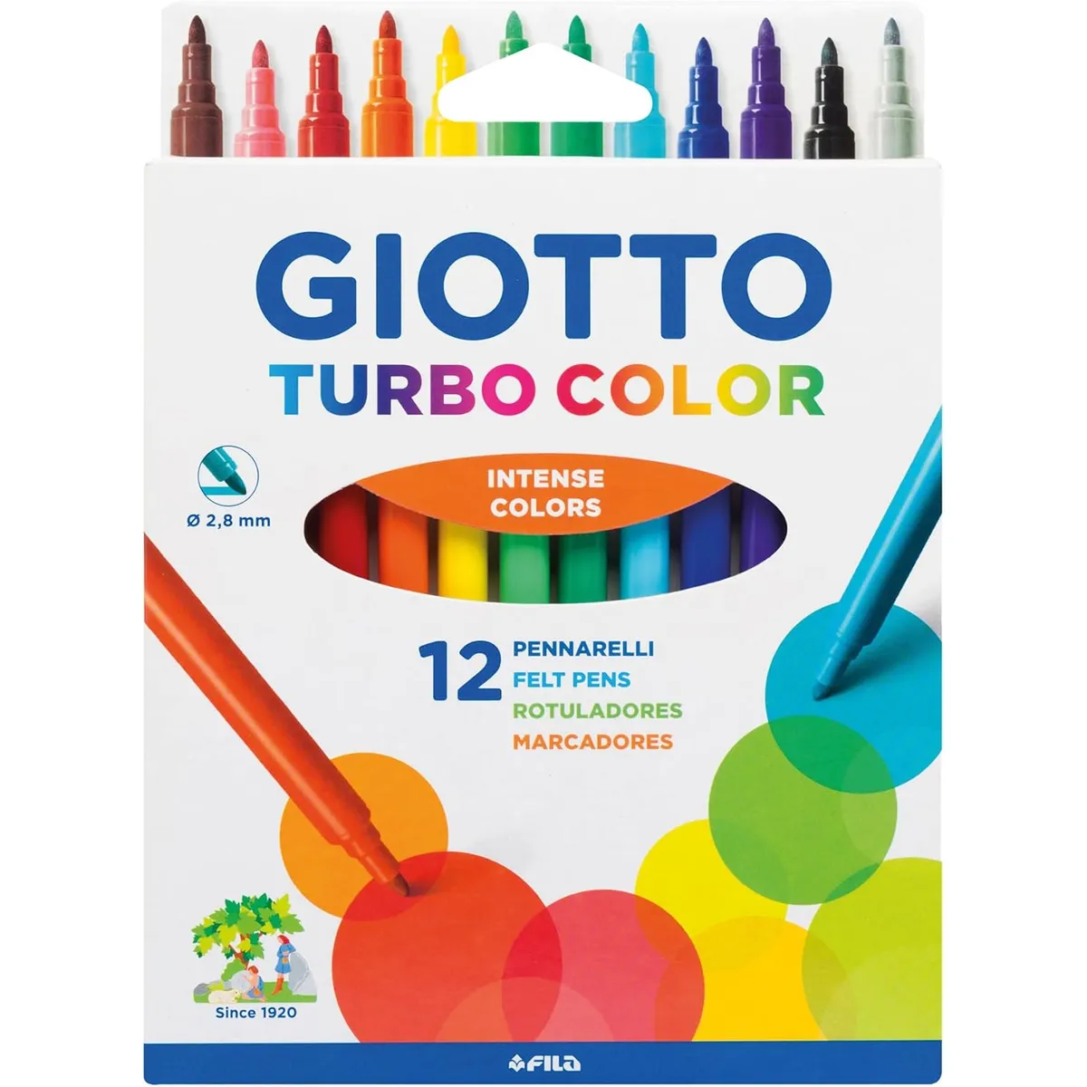 Флумастери Giotto тънък връх ф 2.8 мм - 12 цв.