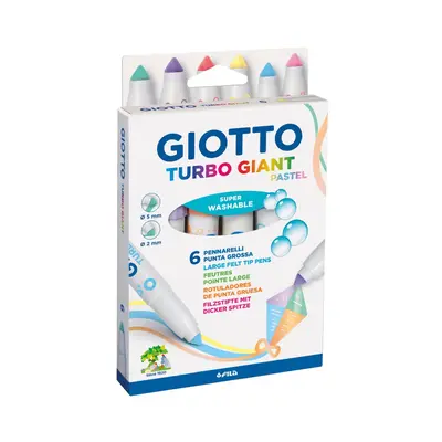 Корица на „Джъмбо флумастери GIOTTO Turbo Giant Pastel, връх 7.5 мм, 6 пастелни цвята"