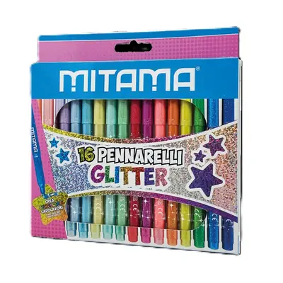 Корица на „Флумастери с брокат MITAMA Glitter, 8 пастелни и 8 интензивни цвята"