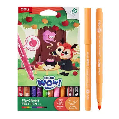 Корица на „Ароматизирани флумастери Deli Color wow! EC171, връх 4.5 мм, 10 цвята"