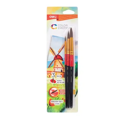 Корица на „Комплект четки за рисуване Deli Color Emotion EC405, естествен косъм, обли №2, 5, 8"