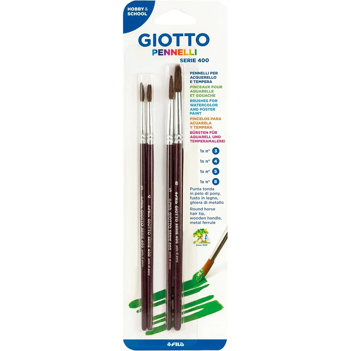 Комплект четки за рисуване GIOTTO Art 400, кръгли №3, 4, 5, 8