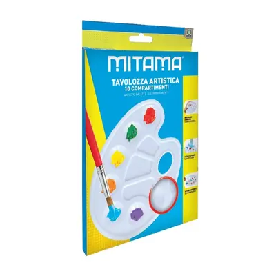 Корица на „Пластмасова палитра за бои MITAMA, 10 отделения, 230х170 мм, бяла"