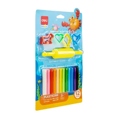 Корица на „Пластилин Deli Genius EH716, с аксесоари, 160 г, 12 цвята"