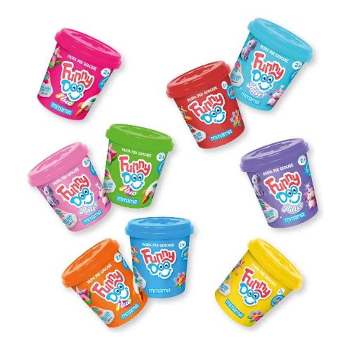 Дисплей с моделин MITAMA Funny Doo, 9 цвята х 120 г, 36 броя