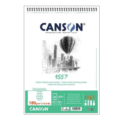 Корица на „Скицник със спирала CANSON 1557, за молив, въглен, пастел, мастило, A3+,180 г/кв.м, light grain,30 л"