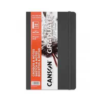 Корица на „Скечбук CANSON GRADUATE Croquis&Notes, с ластик, 140х216 мм, 90 г/кв.м, 92 л., тъмносив"