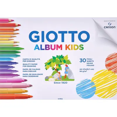 Корица на „Скицник GIOTTO ALBUM KIDS, за сухи техники, A4, Canson хартия 90 г/кв.м, 30 л."