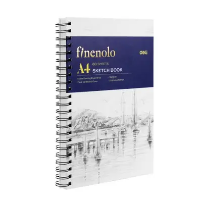 Корица на „Скицник с вертикална спирала Deli Finenolo EC275, A4, 160 г/кв.м, твърди корици, 60 л."