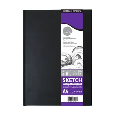 Корица на „Скечбук DALER-ROWNEY Simply Soft, за сухи техники, А4, 100 г/кв.м, твърди корици, 54 л."