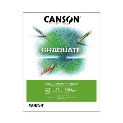 Корица на „Скицник CANSON GRADUATE Drawing White, за моливи и въглен, A5, 160 г/кв.м, light grain, 30 л."