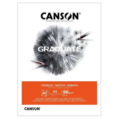 Корица на „Скицник CANSON GRADUATE Croquis, за моливи и въглен, A5, 96 г/кв.м, light grain, 40 л."