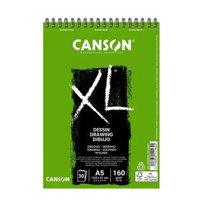 Корица на „Скицник със спирала CANSON XL Dessin, за сухи техники, A5, 160 г/кв.м, light grain, 30 л."
