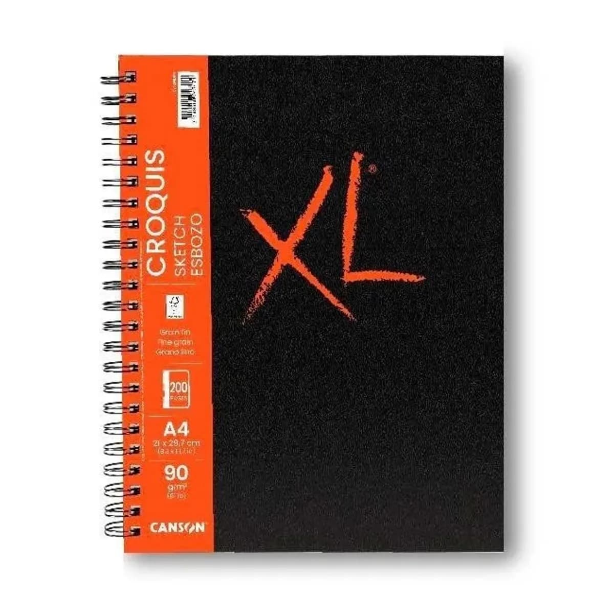Скечбук със спирала CANSON XL Croquis, за сухи техники, A4, 90 г/кв.м, fine grain, 100 л.