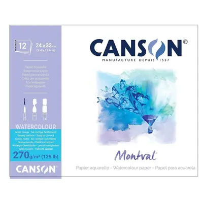 Корица на „Скицник CANSON Montval, за акварелни бои, 240х320 мм, 270 г/кв.м, snowy grain повърхност, 12 л."