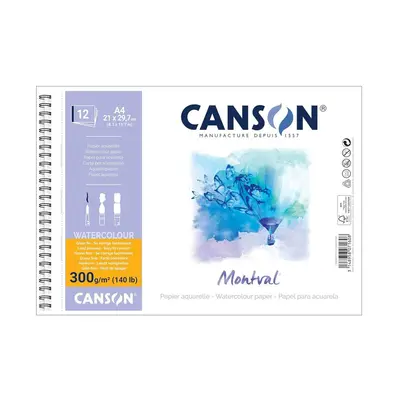 Корица на „Скицник със спирала CANSON Montval, за акварелни бои, A4, 300 г/кв.м, cold pressed, 12 л."