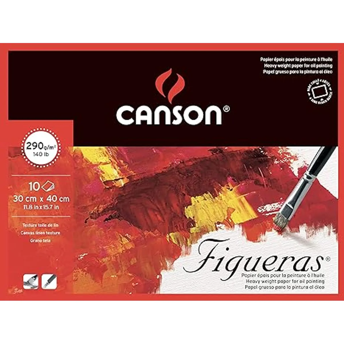 Скицник CANSON FIGUERAS, за акрилни и маслени бои, 300х400 мм, 290 г/кв.м, canvas grain, 10 л.