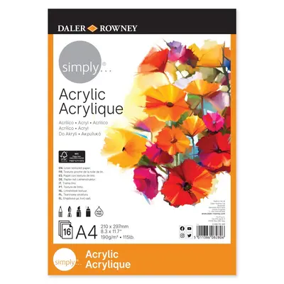 Корица на „Скицник за акрилни бои DALER-ROWNEY Simply Acrylic, A4, 190 гр/кв.м, 16 л."