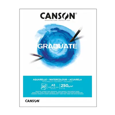 Корица на „Скицник CANSON GRADUATE Aquarelle, за акварелни бои, A5, 250 г/кв.м, cold pressed, 20 л."