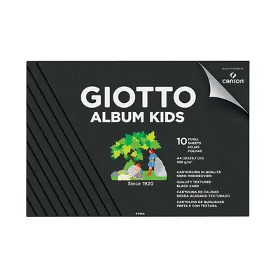 Корица на „Скицник GIOTTO ALBUM KIDS, за смесени техники, А4, черна Canson хартия 220 г/кв.м, 10 л."
