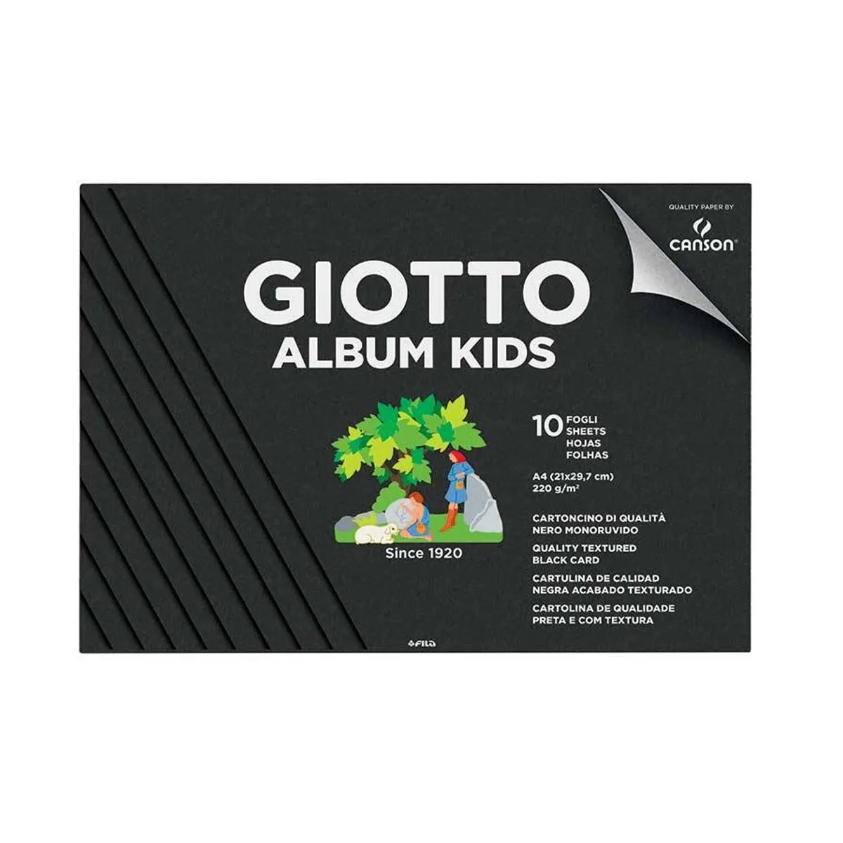 Скицник GIOTTO ALBUM KIDS, за смесени техники, А4, черна Canson хартия 220 г/кв.м, 10 л.