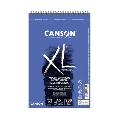 Корица на „Скицник със спирала CANSON XL Mixed Media Textured,смесени техн, A5, 300 г/кв.м, medium grain, 15 л."
