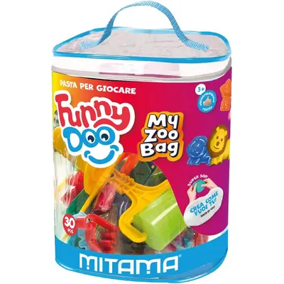 Корица на „Комплект за моделиране MITAMA Funny Doo My Zoo Bag, 14 цвята моделин, с аксесоари, 30 части"