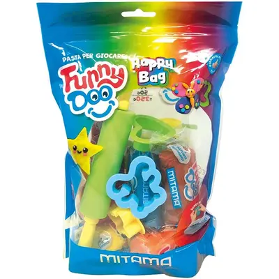 Корица на „Комплект за моделиране MITAMA Funny Doo Happy Bag, 350 г, 7 цвята моделин, с аксесоари, 14 части"