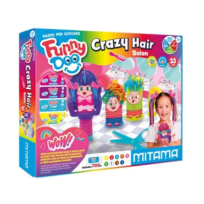 Корица на „Комплект за моделиране MITAMA Funny Doo Crazy Hair Salon, 15 цвята моделин, с аксесоари, 33 части"
