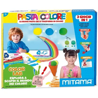 Корица на „Креативен комплект за моделиране MITAMA Pasta Colore Lab, 7 цвята глина, 4 форми, ножче, книжка"