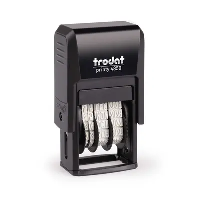 Корица на „Датник Trodat Printy 4850 с цифри, височина на шрифта 3.8 мм, клише 25х5 мм, син тампон"