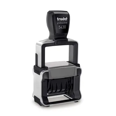 Корица на „Датник Trodat Professional 5430, с цифри, височина на шрифта 4 мм, клише 41х24 мм, син тампон"