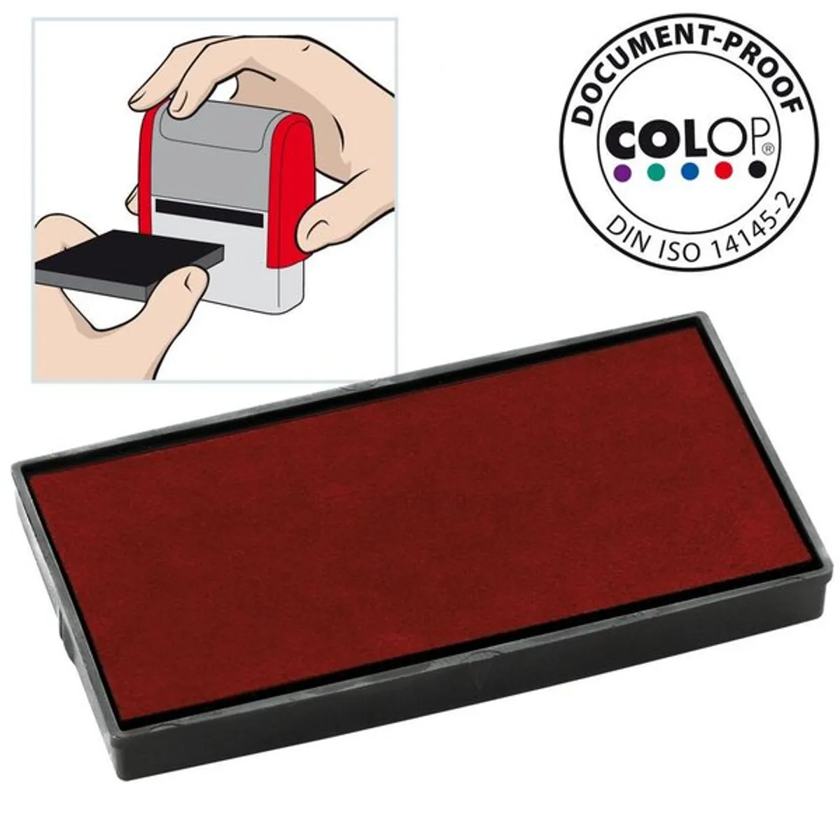 Тампон Colop E/50, за автoматичен печат Printer 50, правоъгълен, 30х69 мм, червен цвят