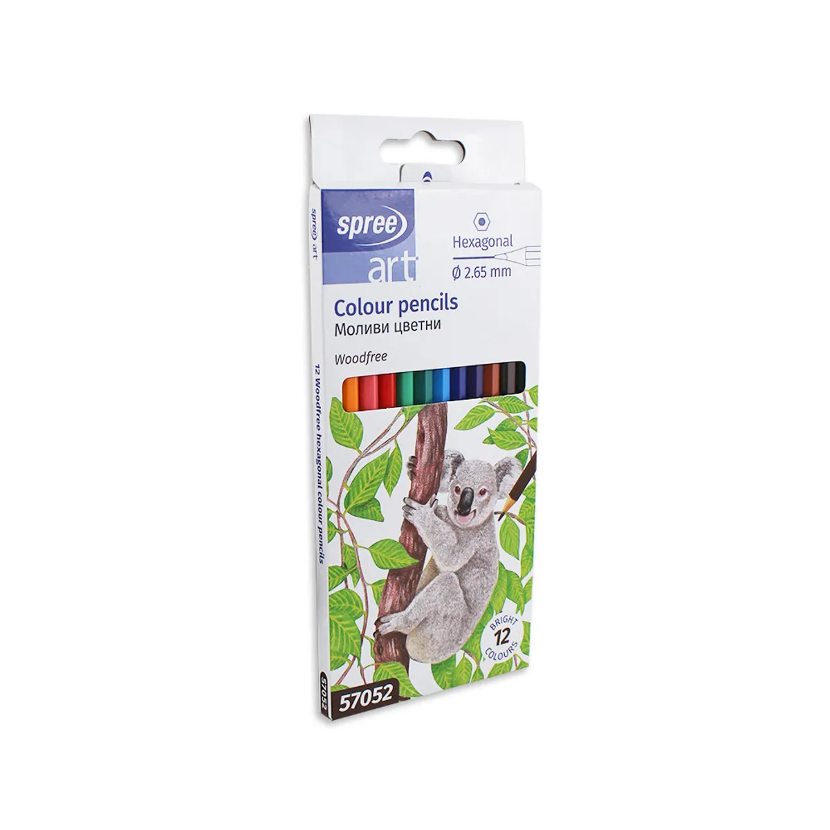 Цветни моливи Spree woodfree, шестоъгълни-12 цв.